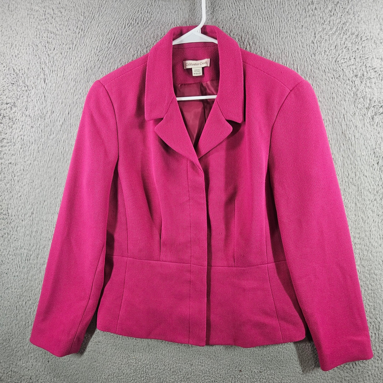 Coldwater Creek Womens Magenta Pink Textured Blazer Jacket Size M 10-12